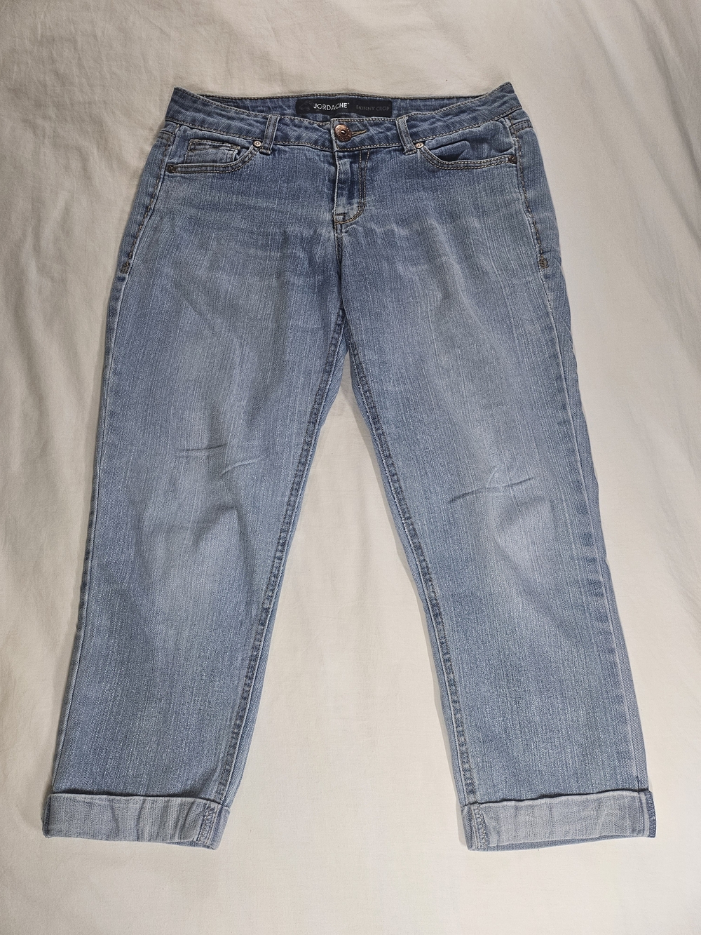 Jordache Womens Skinny Cropped Capri Denim Italy Chic VTG Low Rise Y2K Jeweled